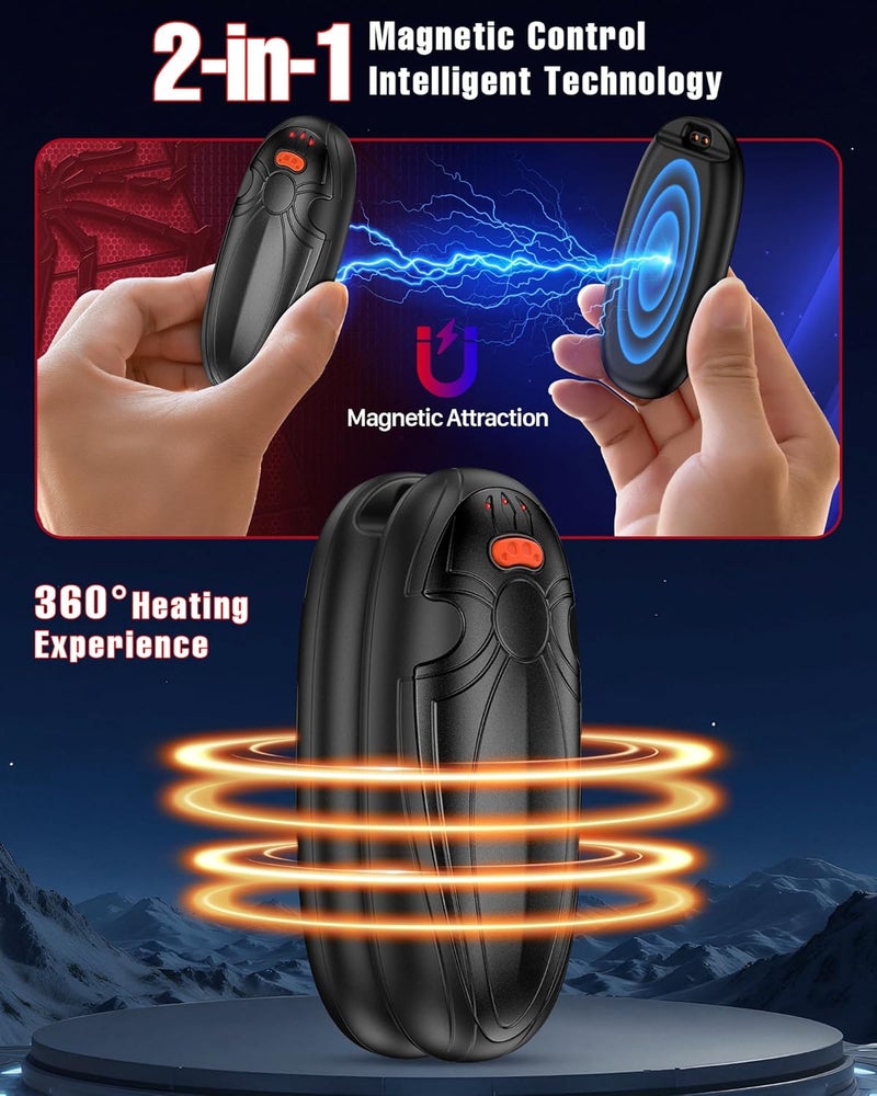 Tenvolti Hand Warmers Rechargerable 2 Pack - 14000mAh Electric AI Handwarmers with Charging Case, Magnetic 2 in 1 Pocket Heater, Gifts for Women/Men/Golf/Hunting/Travel/Camping Accessories - Image 4